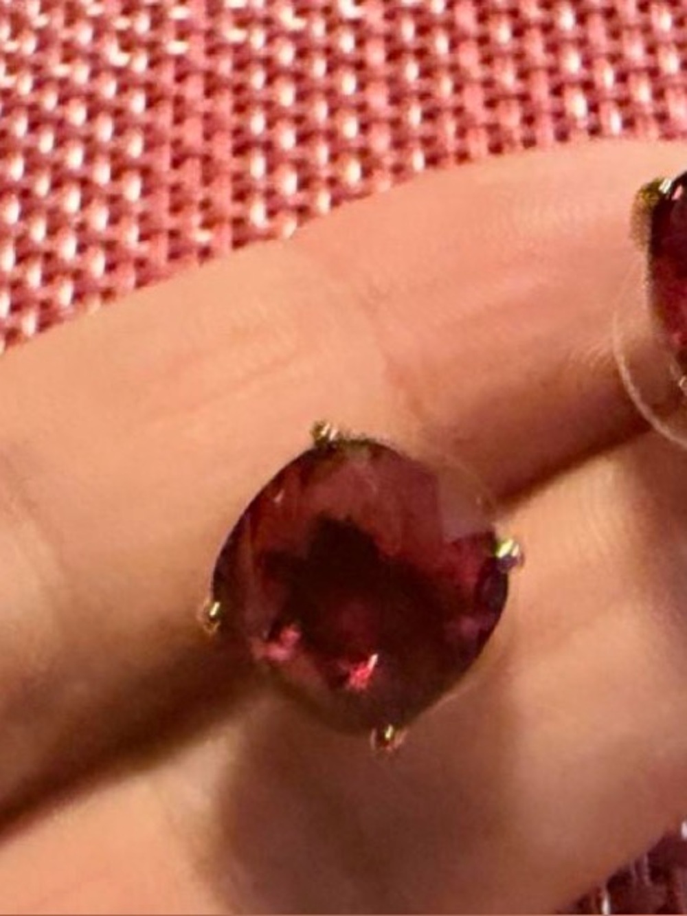 Origami Owl Deep Red Round Gemstone Stud Earrings in Gold